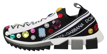 Black Multicolor Crystal Sneakers Shoes Dolce & Gabbana
