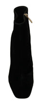 Black Velvet Crystal Square Heels Shoes Dolce & Gabbana
