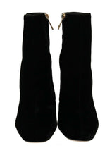 Black Velvet Crystal Square Heels Shoes Dolce & Gabbana