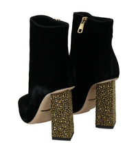 Black Velvet Crystal Square Heels Shoes Dolce & Gabbana
