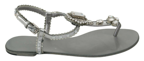 Silver Crystal Sandals Flip Flops Shoes Dolce & Gabbana