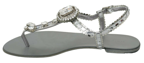 Silver Crystal Sandals Flip Flops Shoes Dolce & Gabbana