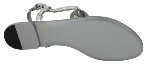 Silver Crystal Sandals Flip Flops Shoes Dolce & Gabbana