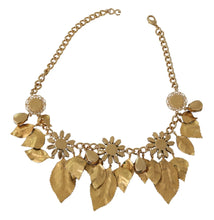Green Leaves Gold Brass Crystal Flower Pendant Necklace Dolce & Gabbana