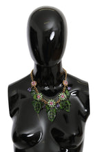 Green Leaves Gold Brass Crystal Flower Pendant Necklace Dolce & Gabbana