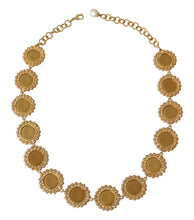 Red Purple Crystal Floral Chain Statement Gold Brass Necklace Dolce & Gabbana