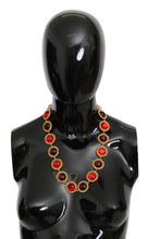 Red Purple Crystal Floral Chain Statement Gold Brass Necklace Dolce & Gabbana