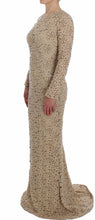 Beige Floral Lace Sheath Maxi Dress Dolce & Gabbana