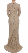 Beige Floral Lace Sheath Maxi Dress Dolce & Gabbana