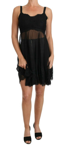 Black Silk Lace Dress Chemise Lingerie Dolce & Gabbana