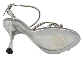 Silver Crystal Ankle Strap Sandals Shoes Dolce & Gabbana