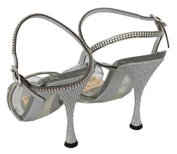 Silver Crystal Ankle Strap Sandals Shoes Dolce & Gabbana