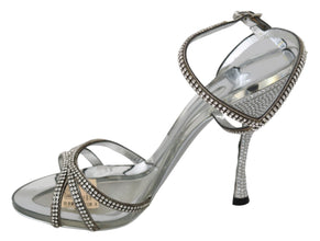 Silver Crystal Ankle Strap Sandals Shoes Dolce & Gabbana