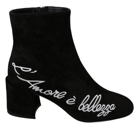 Black Suede L'Amore E'Bellezza Boots Shoes Dolce & Gabbana