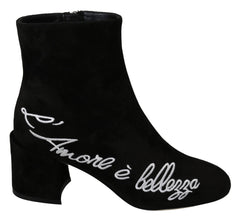Black Suede L'Amore E'Bellezza Boots Shoes Dolce & Gabbana