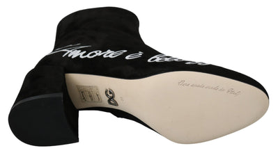 Black Suede L'Amore E'Bellezza Boots Shoes Dolce & Gabbana