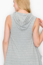 Sleeveless Hooded Top and Wide Leg Pants Set - Gray