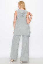 Sleeveless Hooded Top and Wide Leg Pants Set - Gray