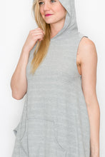 Sleeveless Hooded Top and Wide Leg Pants Set - Gray