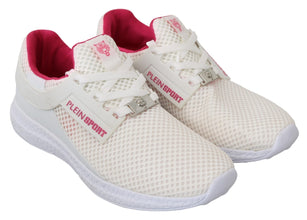 White Pink Polyester Becky Sneakers Shoes Philipp Plein