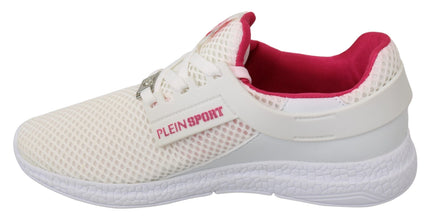 White Pink Polyester Becky Sneakers Shoes Philipp Plein
