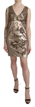 Brown Sequined V-neck Sleeveless Sheath Mini Dress Liu Jo