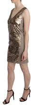Brown Sequined V-neck Sleeveless Sheath Mini Dress Liu Jo