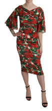 Red Floral Sheath Midi Silk Stretch Dress Dolce & Gabbana