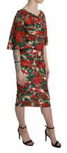 Red Floral Sheath Midi Silk Stretch Dress Dolce & Gabbana