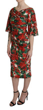 Red Floral Sheath Midi Silk Stretch Dress Dolce & Gabbana
