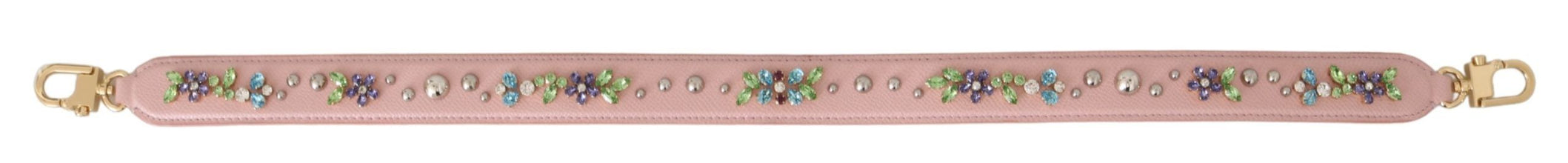 Pink Leather Crystal Stud Accessory Shoulder Strap Dolce & Gabbana