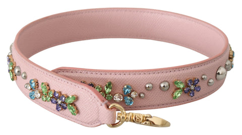 Pink Leather Crystal Stud Accessory Shoulder Strap Dolce & Gabbana