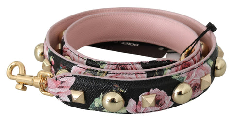 Pink Floral Leather Stud Accessory Shoulder Strap Dolce & Gabbana