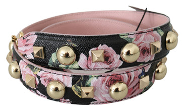 Pink Floral Leather Stud Accessory Shoulder Strap Dolce & Gabbana