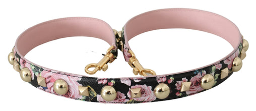 Pink Floral Leather Stud Accessory Shoulder Strap Dolce & Gabbana