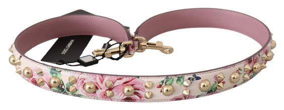 Pink Floral Leather Stud Accessory Shoulder Strap Dolce & Gabbana