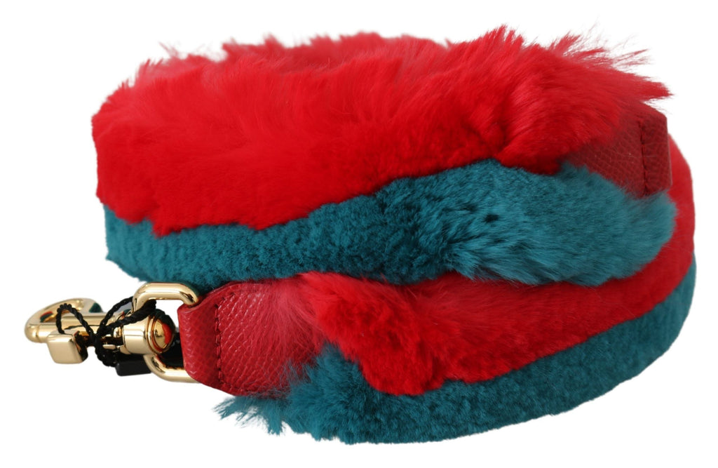 Red Blue Rabbit Fur Leather Shoulder Strap Dolce & Gabbana
