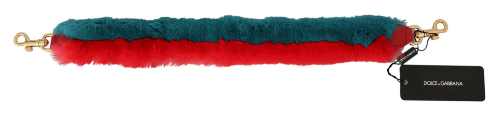 Red Blue Rabbit Fur Leather Shoulder Strap Dolce & Gabbana