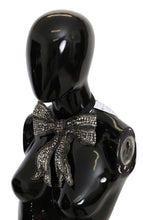 Silver Crystal Beaded Sequined 100% Silk Catwalk Necklace Bowtie Dolce & Gabbana