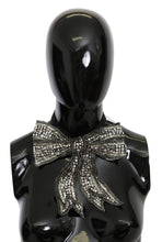 Silver Crystal Beaded Sequined 100% Silk Catwalk Necklace Bowtie Dolce & Gabbana