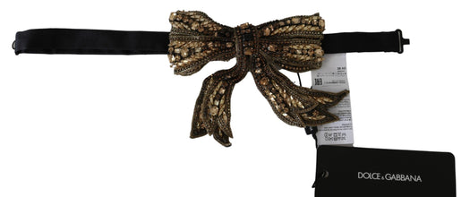 Gold Crystal Beaded Sequined 100% Silk Catwalk Necklace Dolce & Gabbana