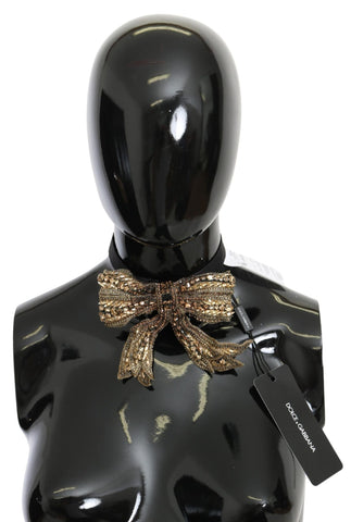 Gold Crystal Beaded Sequined 100% Silk Catwalk Necklace Dolce & Gabbana