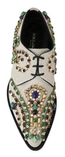 White Suede Crystal Dress Broque Shoes Dolce & Gabbana