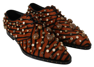Orange Pony Hair Crystal Dress Broque Shoes Dolce & Gabbana