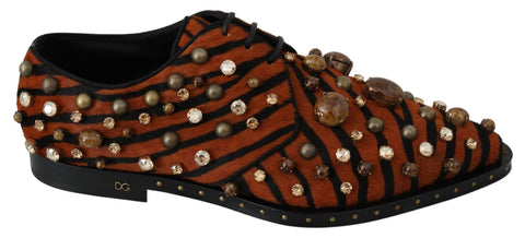 Orange Pony Hair Crystal Dress Broque Shoes Dolce & Gabbana