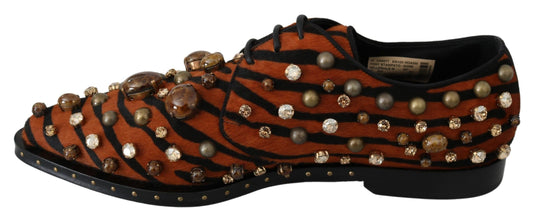 Orange Pony Hair Crystal Dress Broque Shoes Dolce & Gabbana