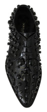 Black Leather Crystals Dress Broque Shoes Dolce & Gabbana