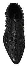 Black Leather Crystals Dress Broque Shoes Dolce & Gabbana