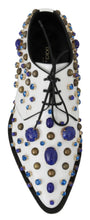 White Leather Crystals Dress Broque Shoes Dolce & Gabbana