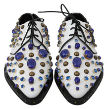 White Leather Crystals Dress Broque Shoes Dolce & Gabbana